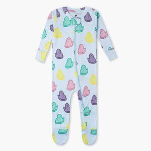One-Piece Baby Footed Pajamas - Marshmallow Treats on Blue